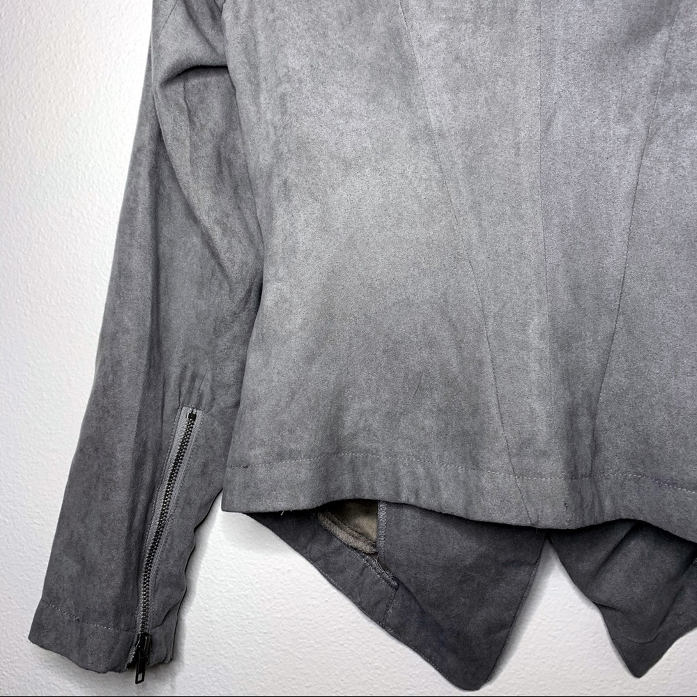 Rampage | Grey Asymmetrical Faux Suede Jacket - S - Picture 9 of 9